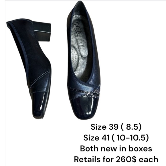 Shoes ,women, leather NEW! Inea Dora blue textured,chunky heel,pump size 39 & 41 - Picture 3 of 16